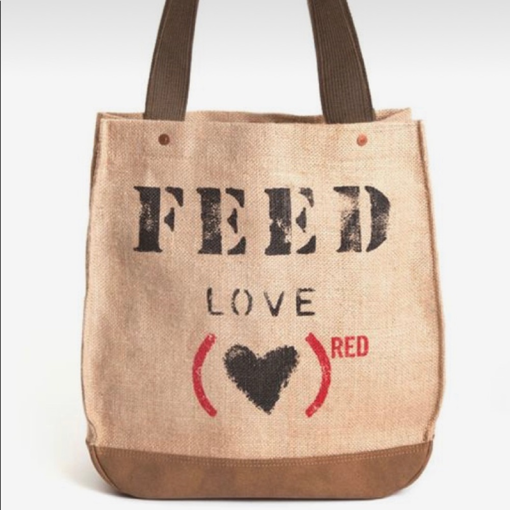Feed Projects Red Love 30 Burlap Tote
